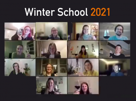 Sceenshot vom digitalen Weinabend auf der Winter School mit allen Teilnehmer*innen